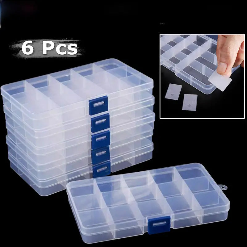 [Clear Jewelry Box] 6pcs Clear Jewelry Box | Plastic Bead Storage Craft Container Earrings Organizer – Clear-View Organization for Easy Daily Organization